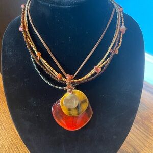 Multicolor Beaded Pendant Necklace